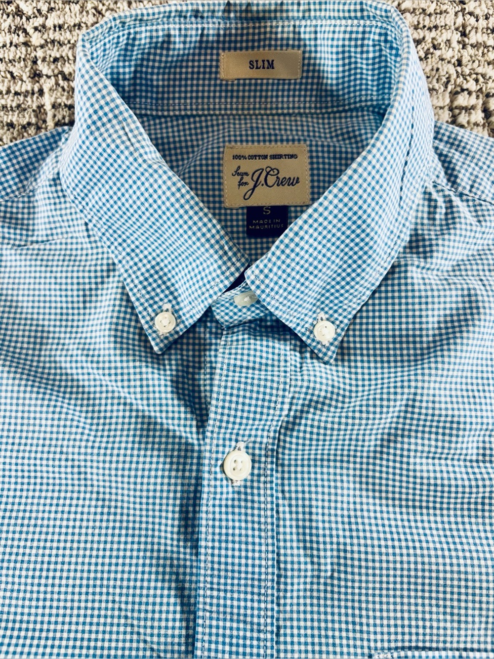 J. Crew Men’s Size Small Blue-White Checkered Slim Fit Button Down Shirt
